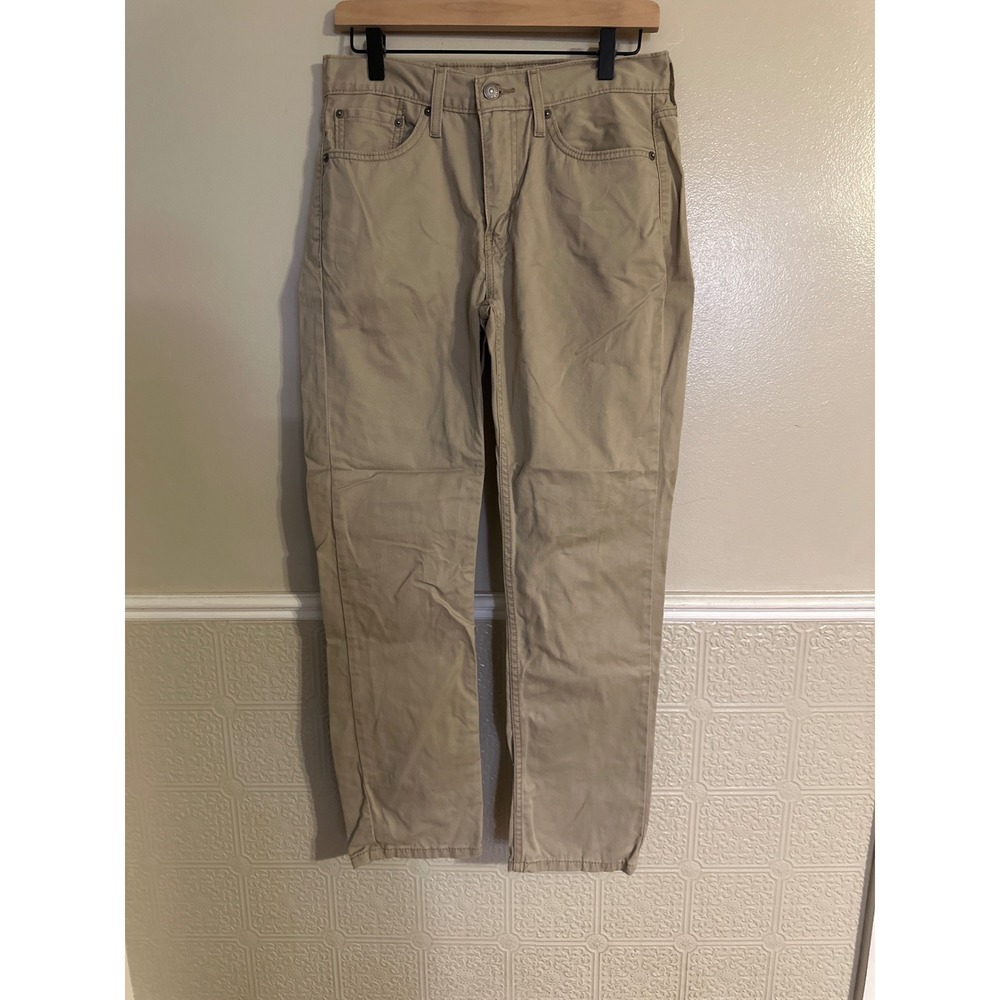 Levis 514 Straight Fit Khaki Tan Pants Mens 29x30 Cotton Twill WaterLess